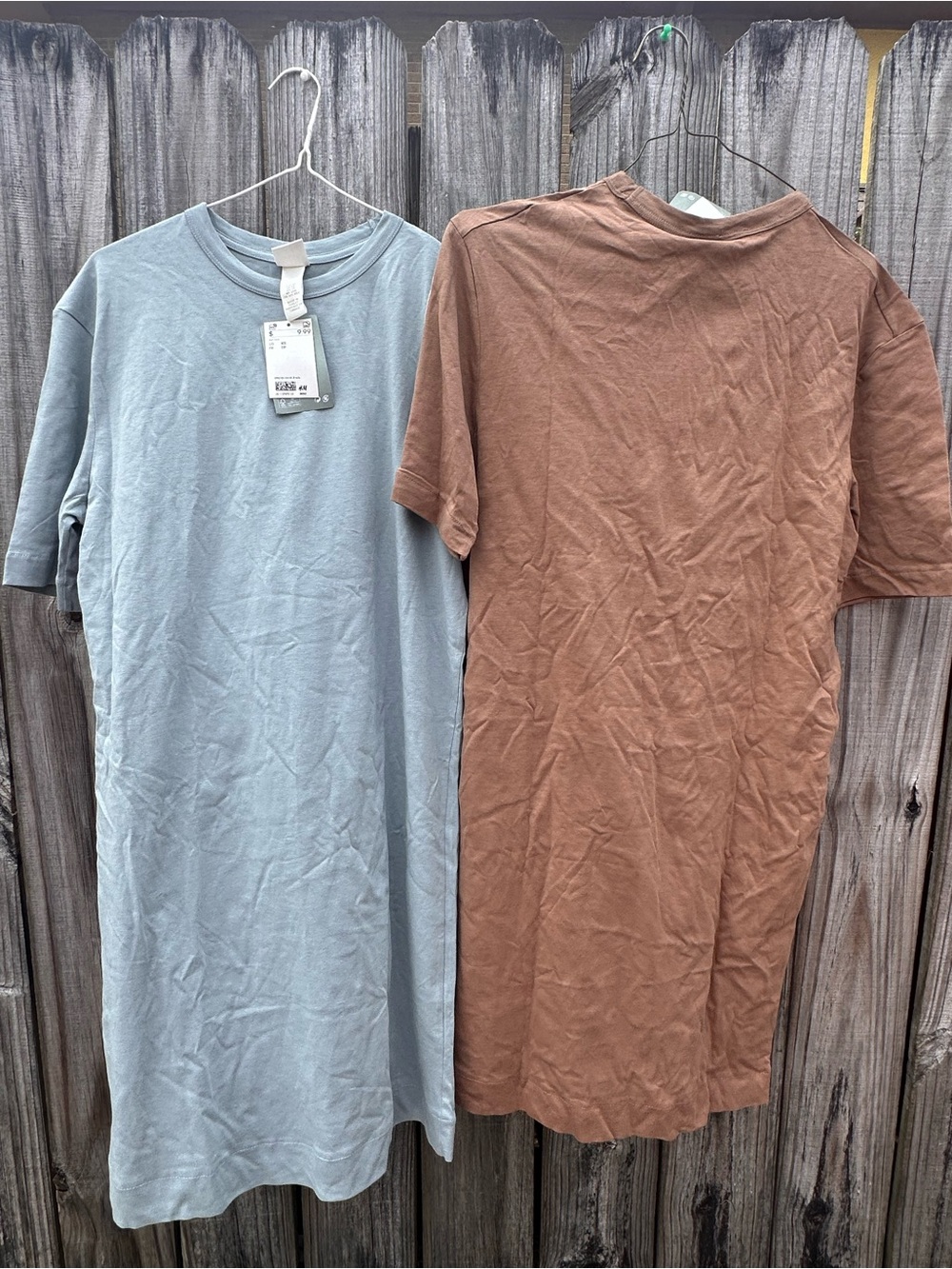 Bundle of 2! Oversized H&M Midi T-Shirt Dresses in Light Blue and Brown